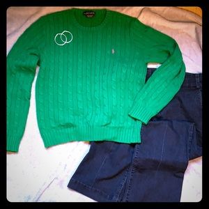 Kelly Green Cable Knit Sweater